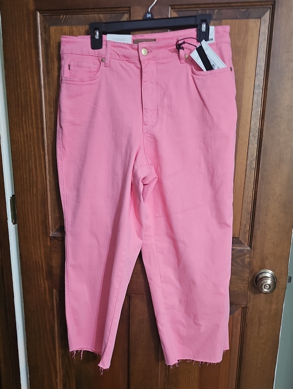 NEW Judy Blue Pink Cropped High-Rise Jeans Size 14W